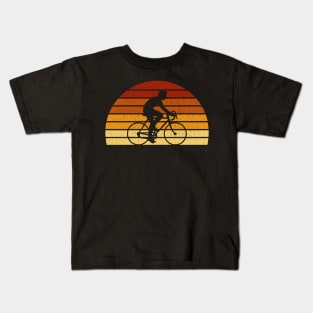 Vintage Sunset Cycling Gift For Racing Cyclists Kids T-Shirt